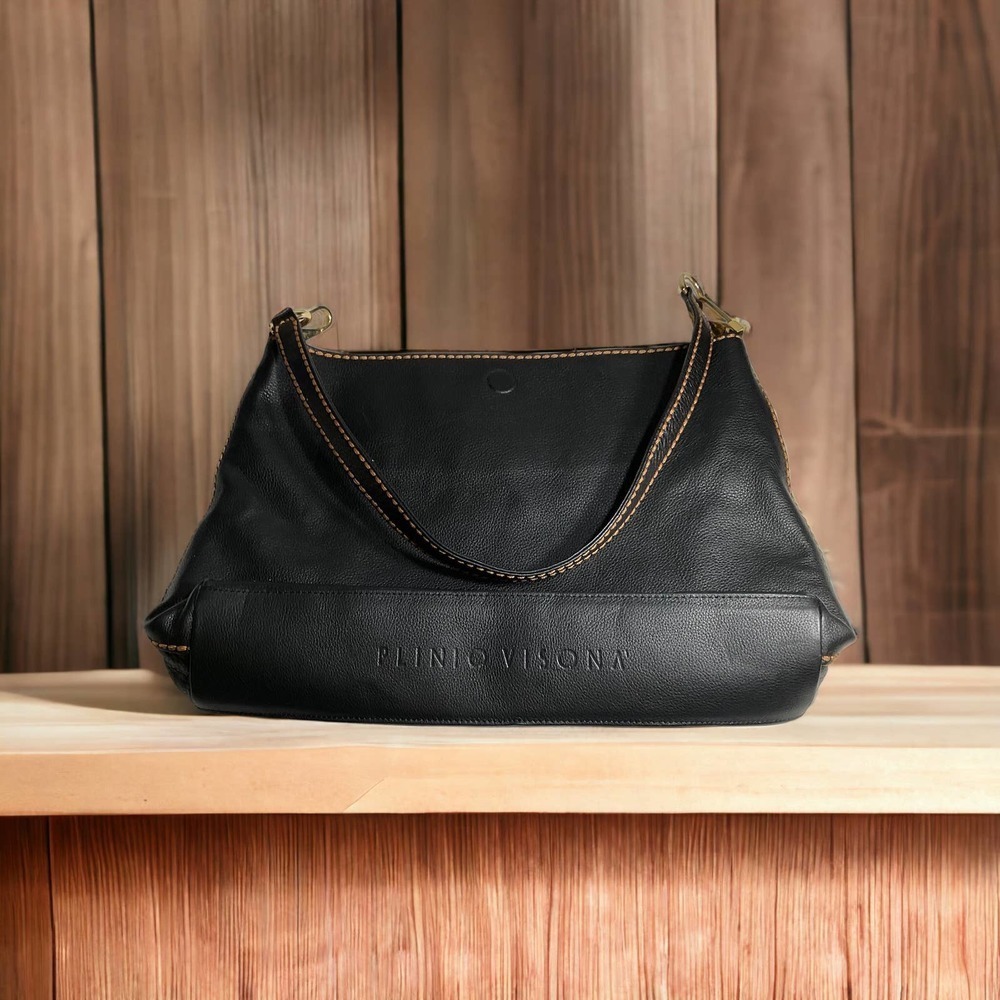 Plinio Visona black leather tote bag